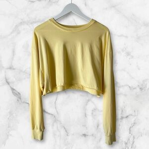 Aritzia Tna Yellow Long Sleeve Crop Top Size L Casual Comfy Boho